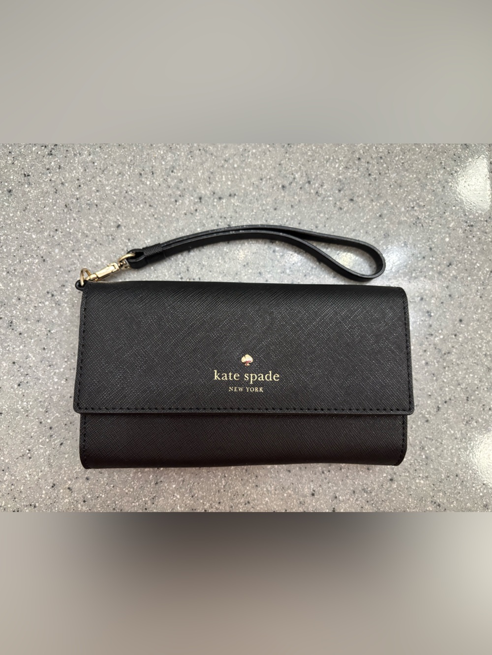 kate spade Black Saffiano Wristlet phone wallet Clutch